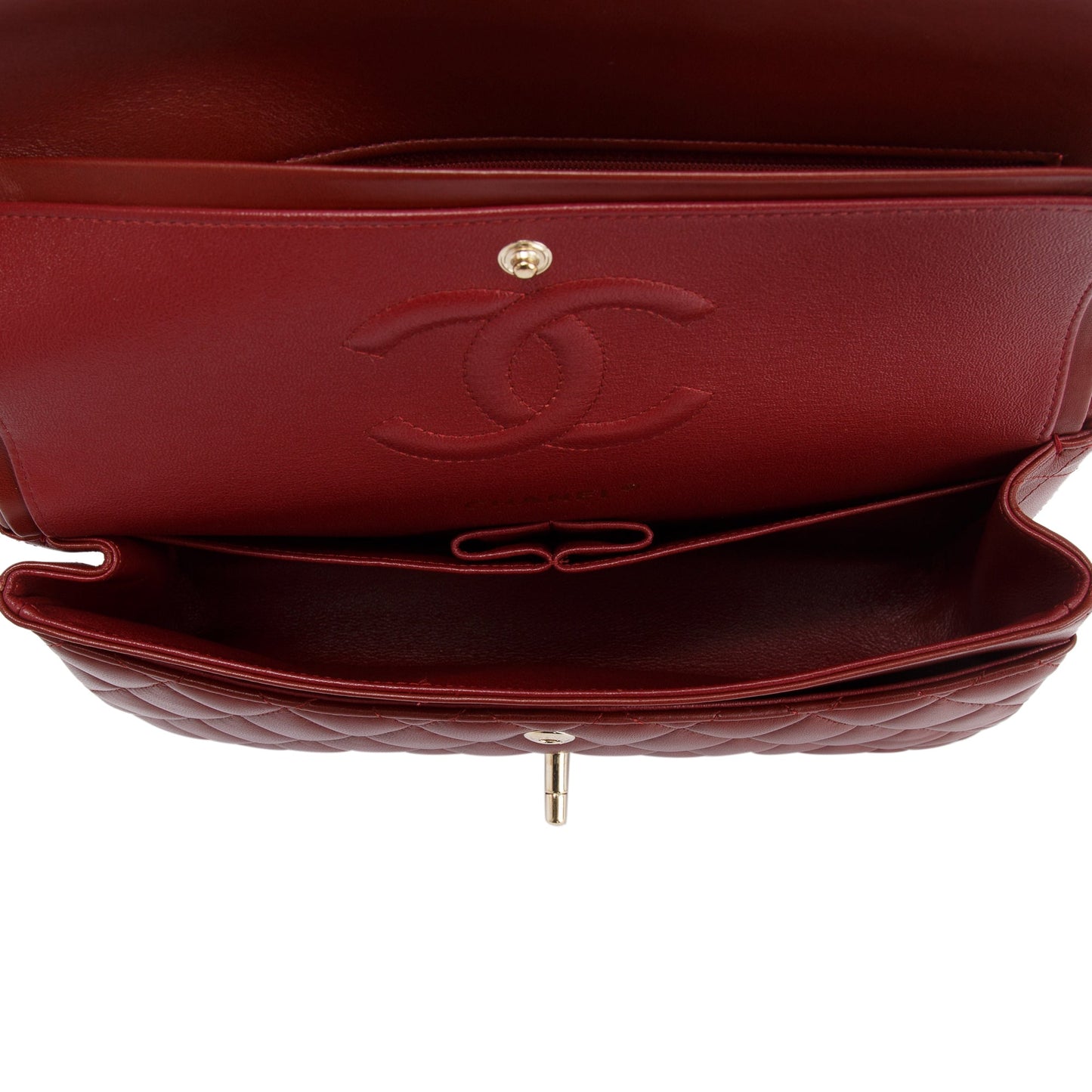 Chanel Maroon Lambskin Leather Classic Medium Double Flap Bag