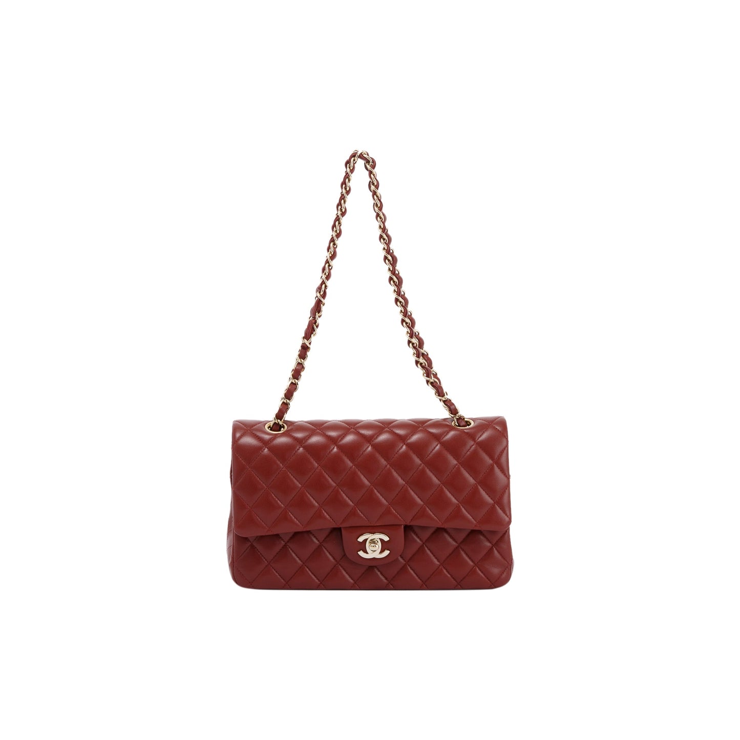 Chanel Maroon Lambskin Leather Classic Medium Double Flap Bag