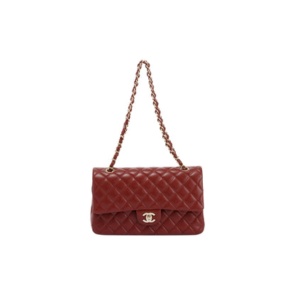 Chanel Maroon Lambskin Leather Classic Medium Double Flap Bag