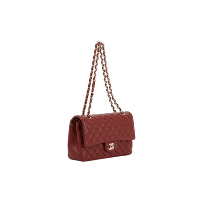 Chanel Maroon Lambskin Leather Classic Medium Double Flap Bag