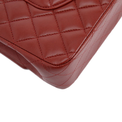 Chanel Maroon Lambskin Leather Classic Medium Double Flap Bag
