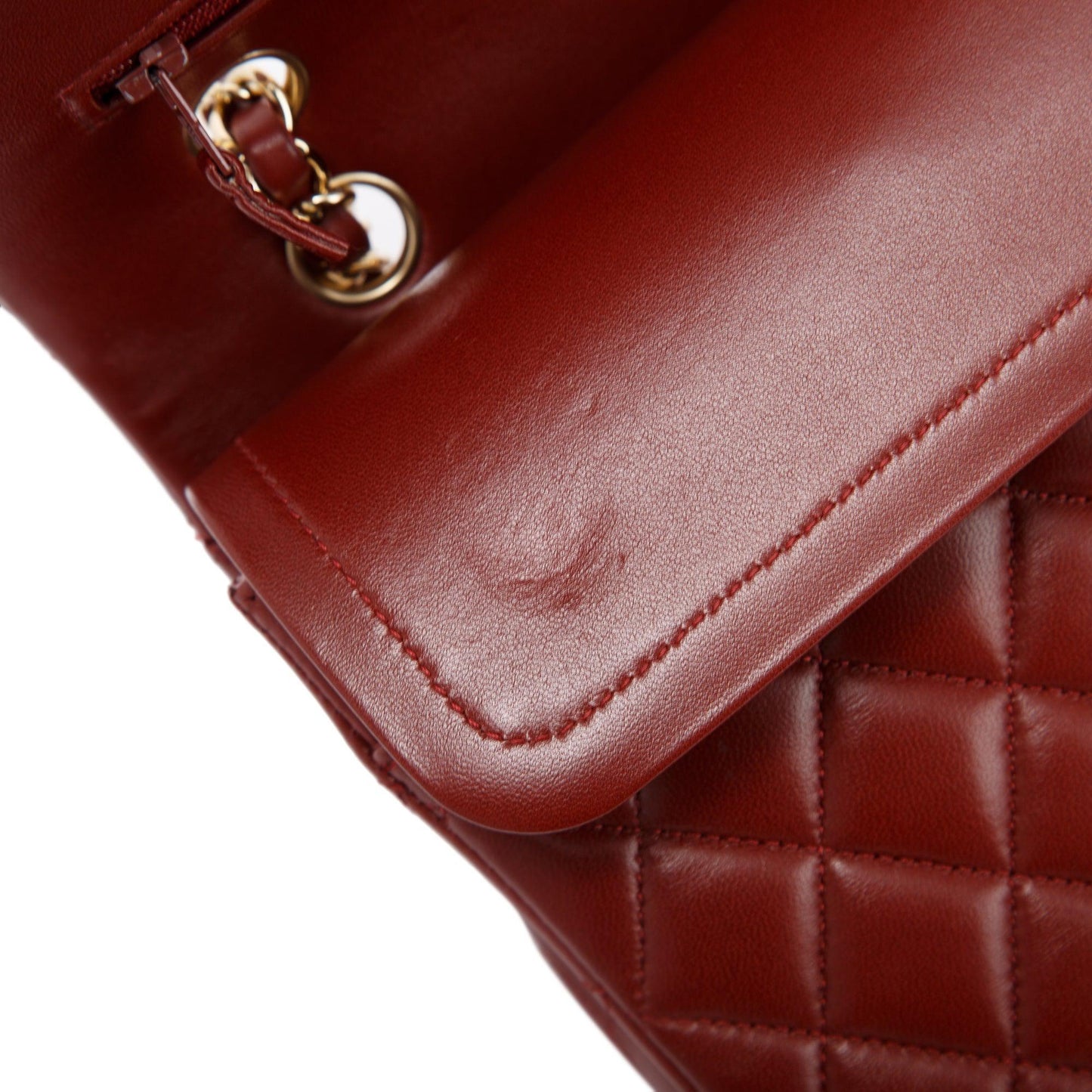 Chanel Maroon Lambskin Leather Classic Medium Double Flap Bag