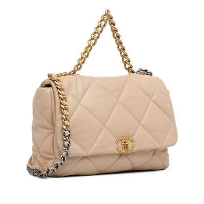 Chanel Maxi Lambskin 19 Flap Satchel (SHG-RsNtmV)