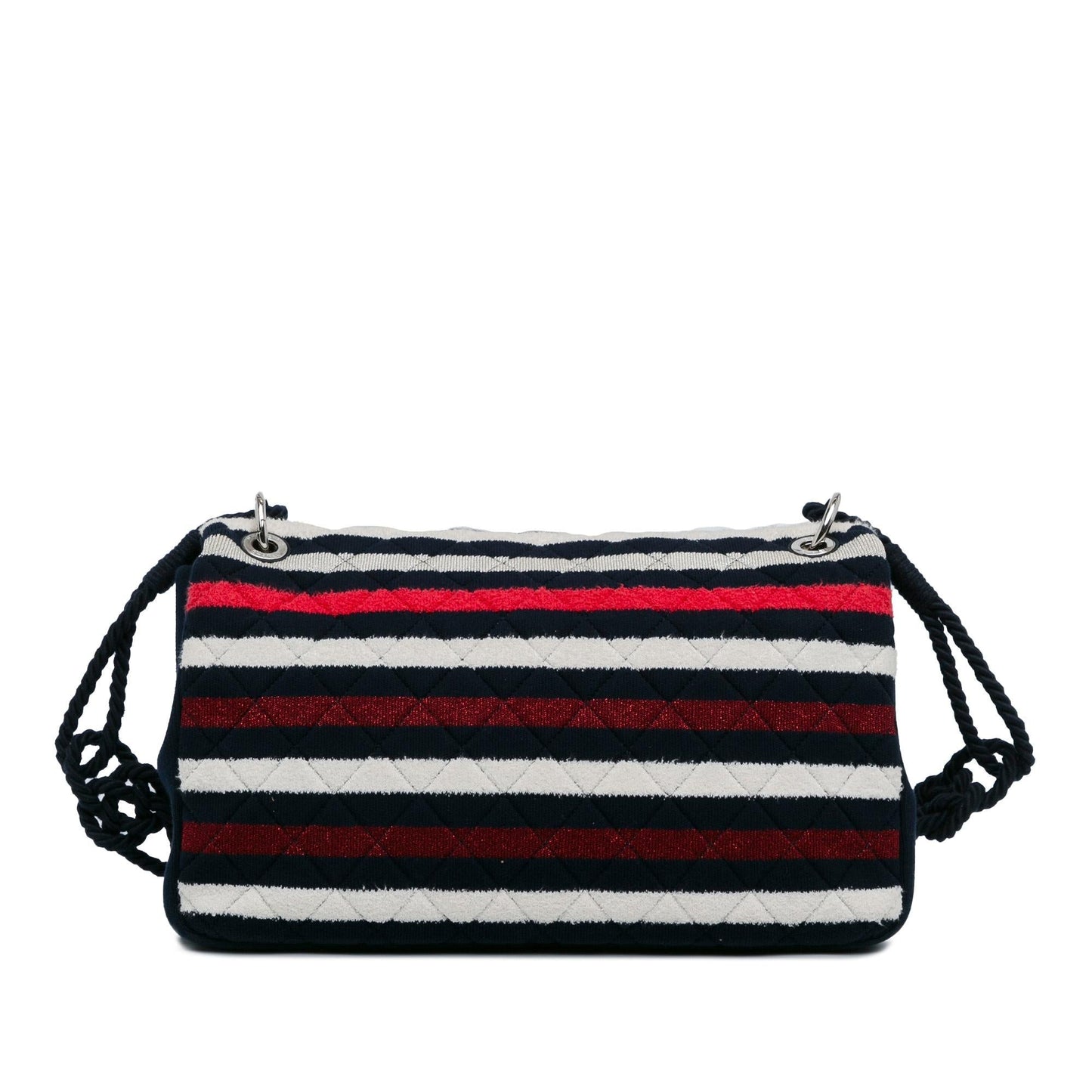 Chanel Maxi Multicolor Stripe Jersey Rope Flap (SHG-qrO2iH)