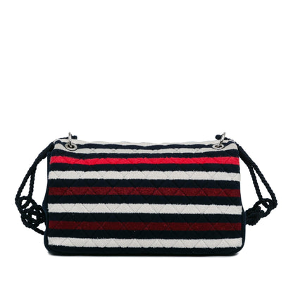 Chanel Maxi Multicolor Stripe Jersey Rope Flap