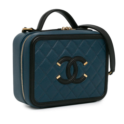 Chanel Medium Bicolor Caviar CC Filigree Vanity Case (SHG-FS85RY)