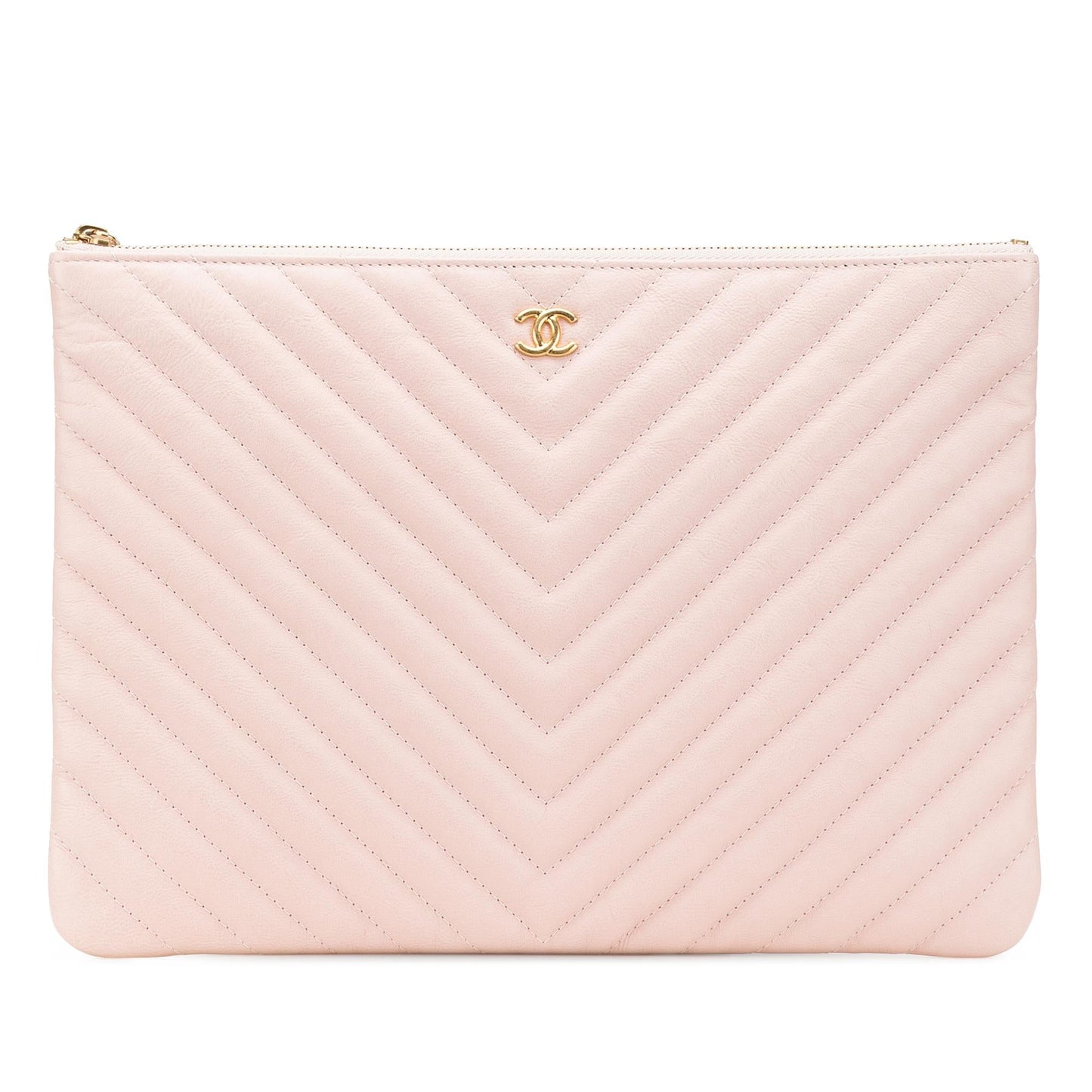 Chanel Medium CC Chevron Caviar O Case Clutch