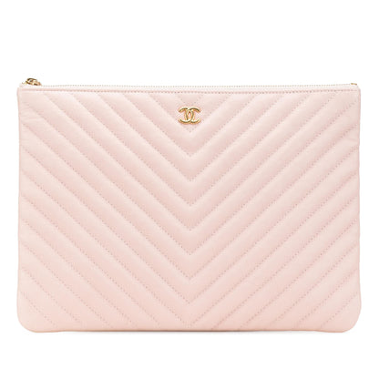 Chanel Medium CC Chevron Caviar O Case Clutch