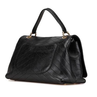 Chanel Medium Chevron Calfskin Elaphe Stitched Chic Top Handle Flap