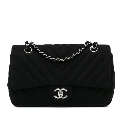 Chanel Medium Chevron Quilted Jersey Single Flap (SHG-ZhE9Mo)