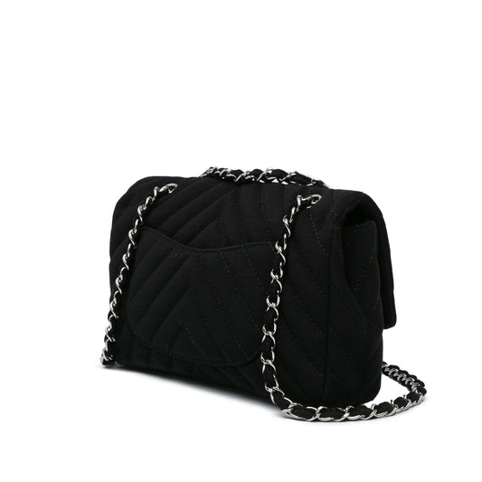 Chanel Medium Chevron Quilted Jersey Single Flap (SHG-ZhE9Mo)
