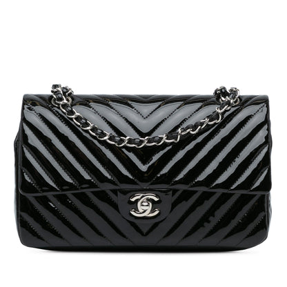 Chanel Medium Classic Chevron Patent Double Flap (SHG-Jqfuoq)