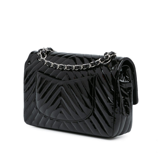 Chanel Medium Classic Chevron Patent Double Flap (SHG-Jqfuoq)