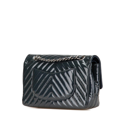 Chanel Medium Classic Chevron Patent Double Flap