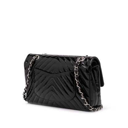 Chanel Medium Classic Chevron Patent Double Flap