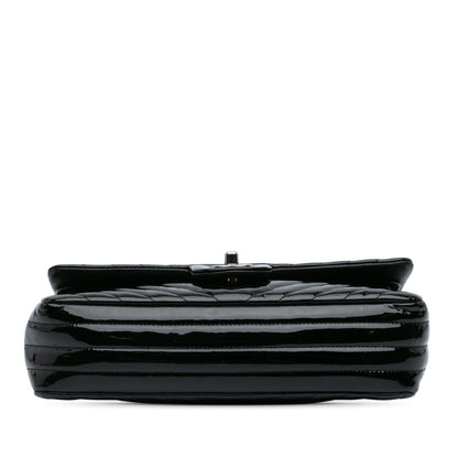 Chanel Medium Classic Chevron Patent Double Flap