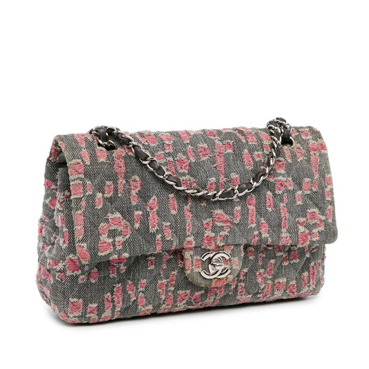 Chanel Medium Classic Distressed Denim Double Flap (SHG-FErwUx)