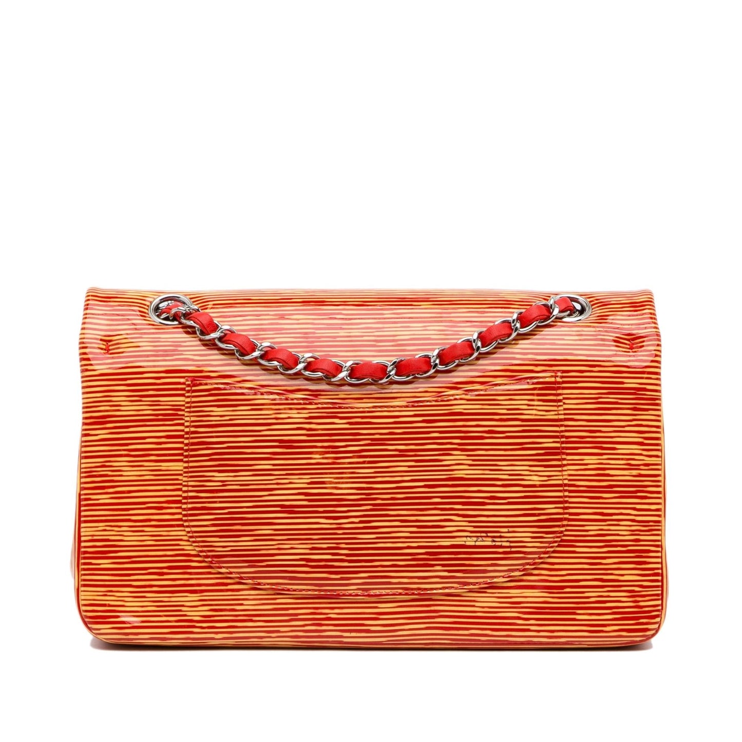 Chanel Medium Classic Striped Patent Double Flap (SHG-9oaXcP)
