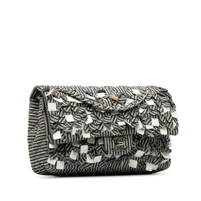 Chanel Medium Cotton Striped Double Flap (SHG-TDyWsX)