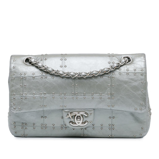 Chanel Medium Glazed Calfskin Grommet Embellished Airline Double Flap (SHG-3ngMjI)