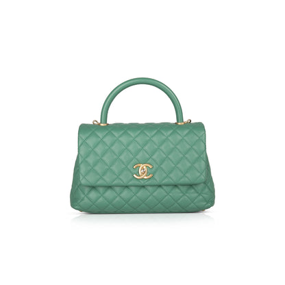 Chanel Medium Green Caviar Coco Handle Bag