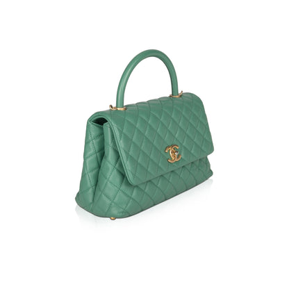 Chanel Medium Green Caviar Coco Handle Bag