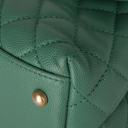Chanel Medium Green Caviar Coco Handle Bag