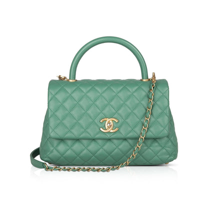 Chanel Medium Green Caviar Coco Handle Bag