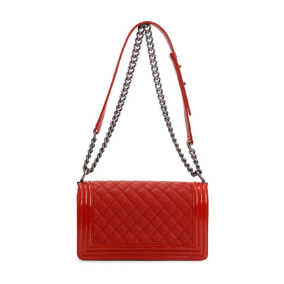 Chanel Medium Patent Leather Trimmed Boy Bag