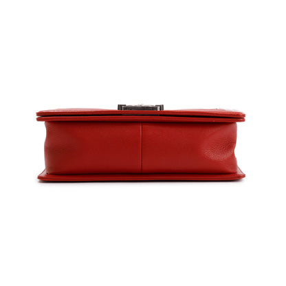 Chanel Medium Patent Leather Trimmed Boy Bag