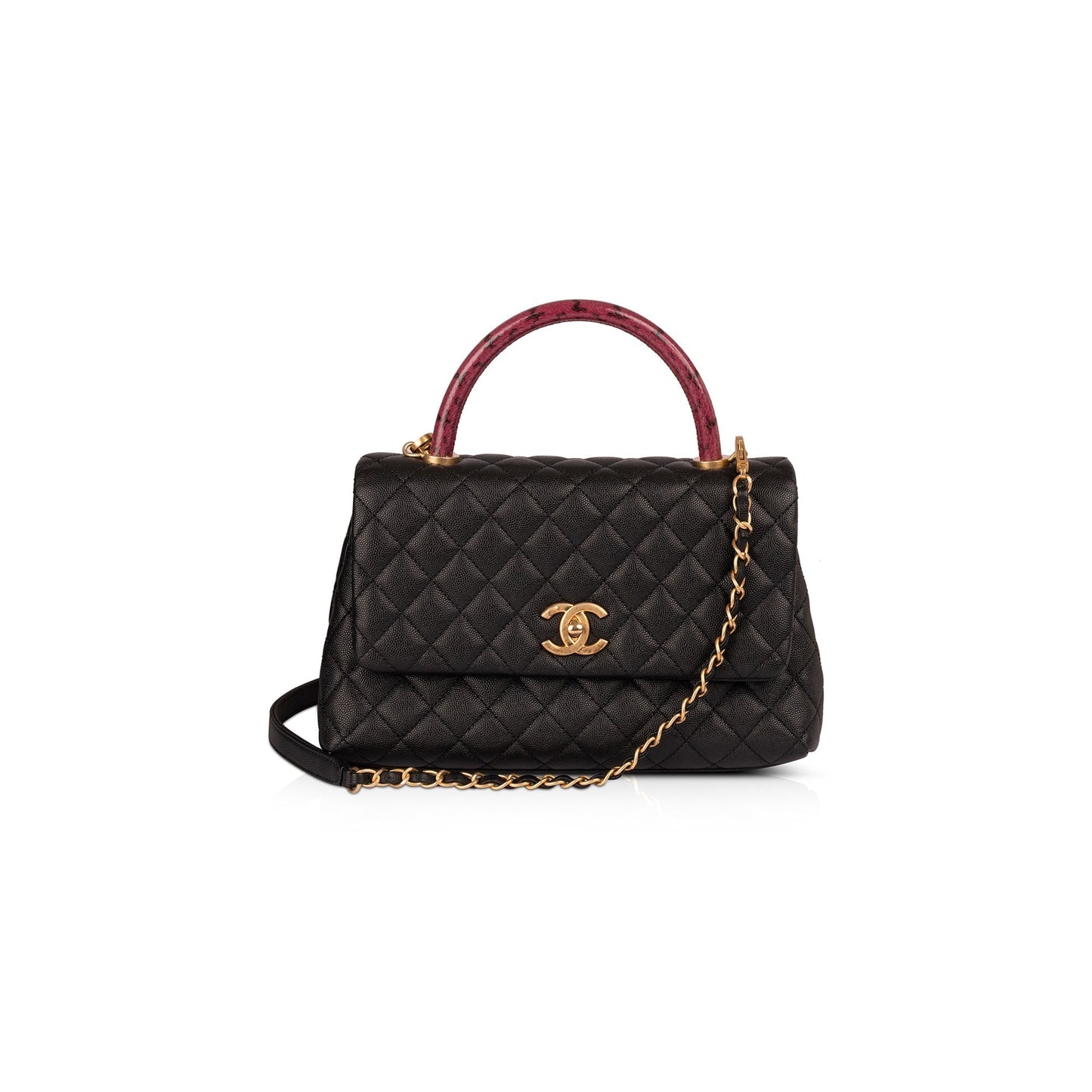 Chanel Medium Python-Trimmed Coco Handle Bag