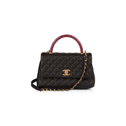 Chanel Medium Python-Trimmed Coco Handle Bag