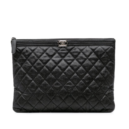 Chanel Medium Quilted Caviar Boy O Case Clutch