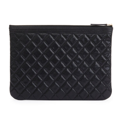 Chanel Medium Quilted Caviar Leather Boy O-Case Clutch