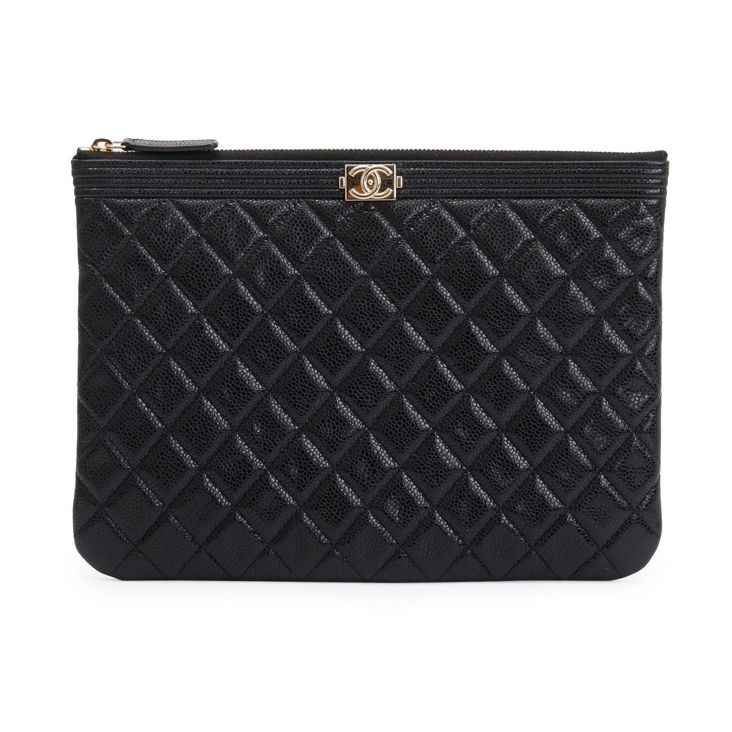 Chanel Medium Quilted Caviar Leather Boy O-Case Clutch
