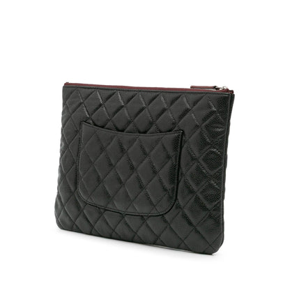 Chanel Medium Quilted Caviar O Case Clutch