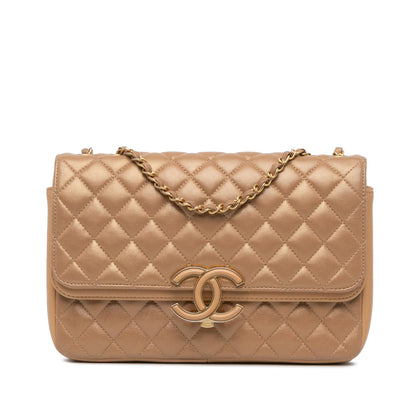 Chanel Medium Quilted Metallic Lambskin CC Chic Double Flap (SHG-qSVXTO)