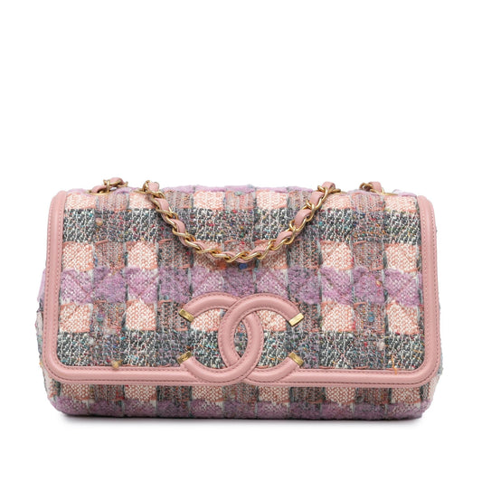 Chanel Medium Tweed CC Filigree Flap (SHG-etcTz4)