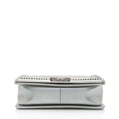 Chanel Metallic Aged Calfskin Chain Top Handle Medium Boy Bag (SHF-RO5g92)