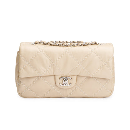 Chanel Metallic Beige Ultimate Stitch Calfskin Leather Flap Bag