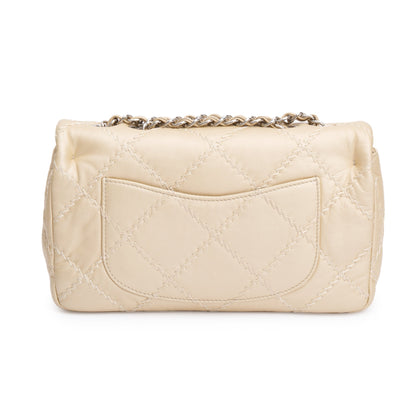 Chanel Metallic Beige Ultimate Stitch Calfskin Leather Flap Bag