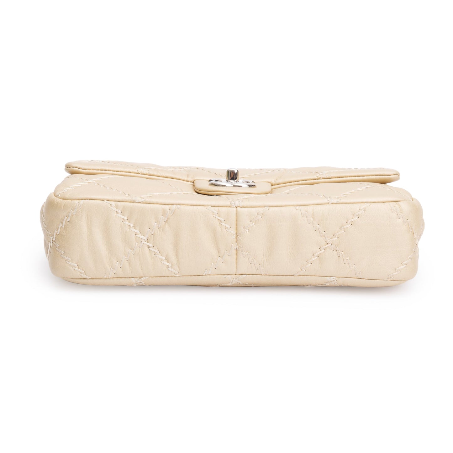 Chanel Metallic Beige Ultimate Stitch Calfskin Leather Flap Bag