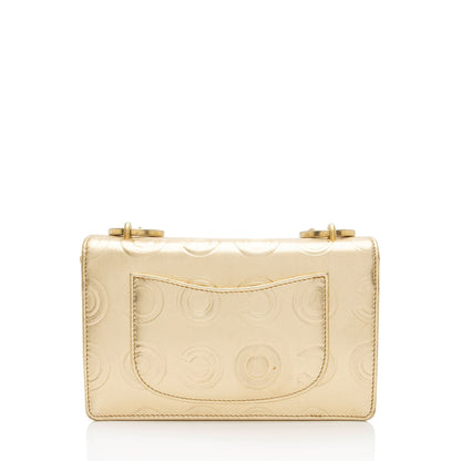 Chanel Metallic Calfskin Embossed Cocallover Flap Shoulder Bag