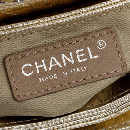 Chanel Metallic Gold Calfskin Leather Small Clams Pocket Flap Bag
