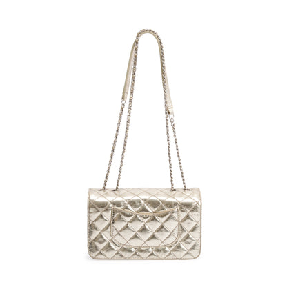 Chanel Metallic Gold Calfskin Leather Small Clams Pocket Flap Bag