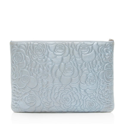Chanel Metallic Lambskin Camellia Large O-Case
