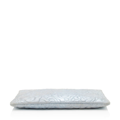 Chanel Metallic Lambskin Camellia Large O-Case