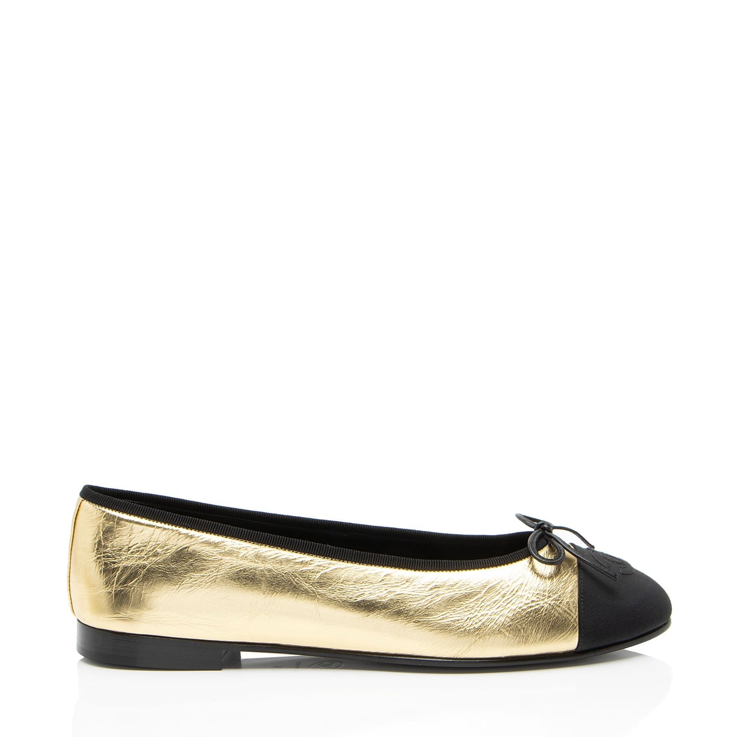 Chanel Metallic Leather CC Cap Toe Ballet Flats - Size 10.5 / 40.5