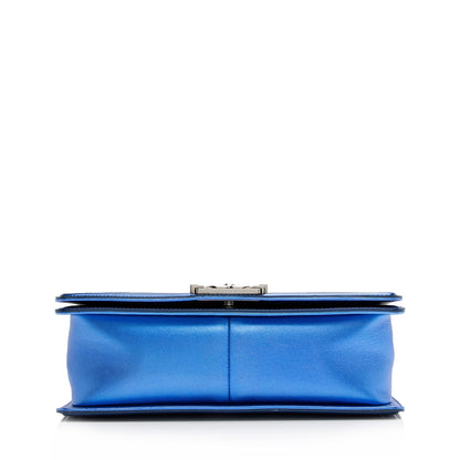Chanel Metallic Patent Leather Old Medium Boy Bag