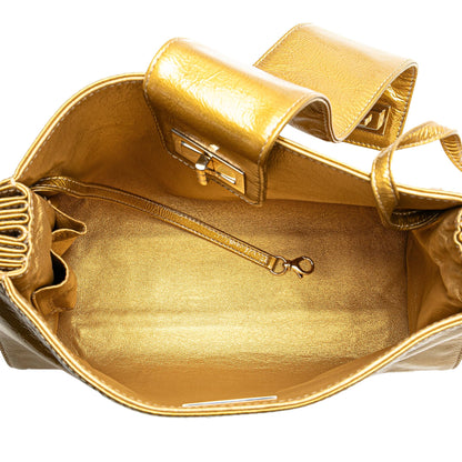 Chanel Metallic Patent Mademoiselle Lock Convertible Wrist Clutch Bag